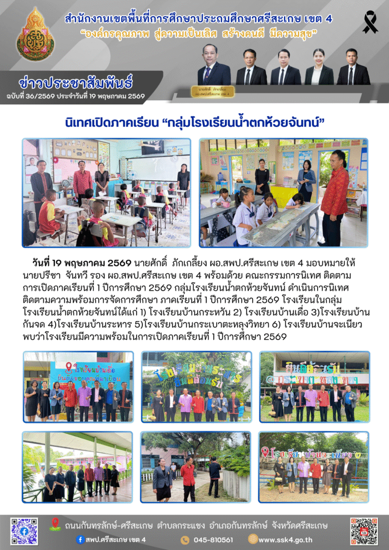 นิเทศเปิดภาคเรียน “กลุ่มโรงเรียนน้ำตกห้วยจันทน์”