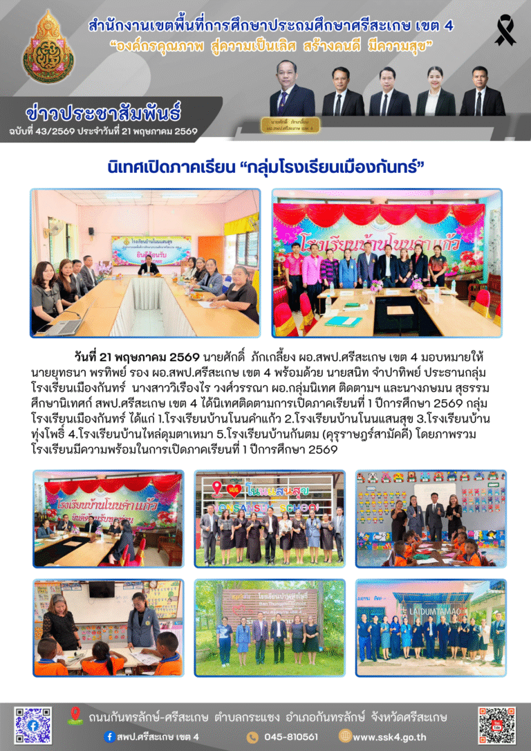 นิเทศเปิดภาคเรียน “กลุ่มโรงเรียนเมืองกันทร์”