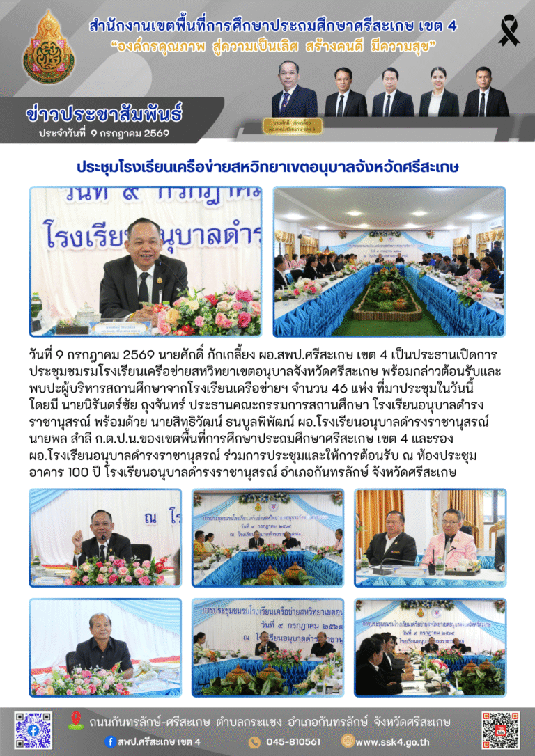 ประชุมโรงเรียนเครือข่ายสหวิทยาเขตอนุบาลจังหวัดศรีสะเกษ